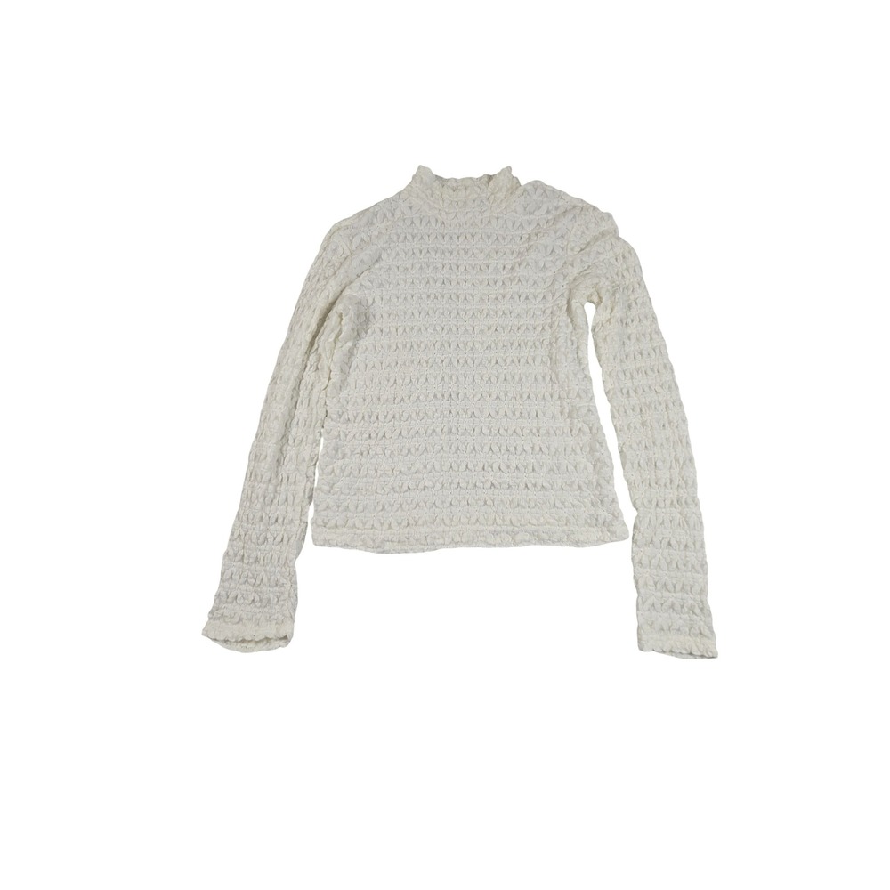 Sanctuary Womens Y2K Popcorn Knit Mock Neck Top White Long Sleeve Size Medium